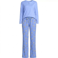 Ensemble pyjama en coton biologique pour femmes, 2 pièces, haut à manches longues et pantalon, vêtements de détente écologiques, ensembles pour femmes, vêtements de nuit pour femmes