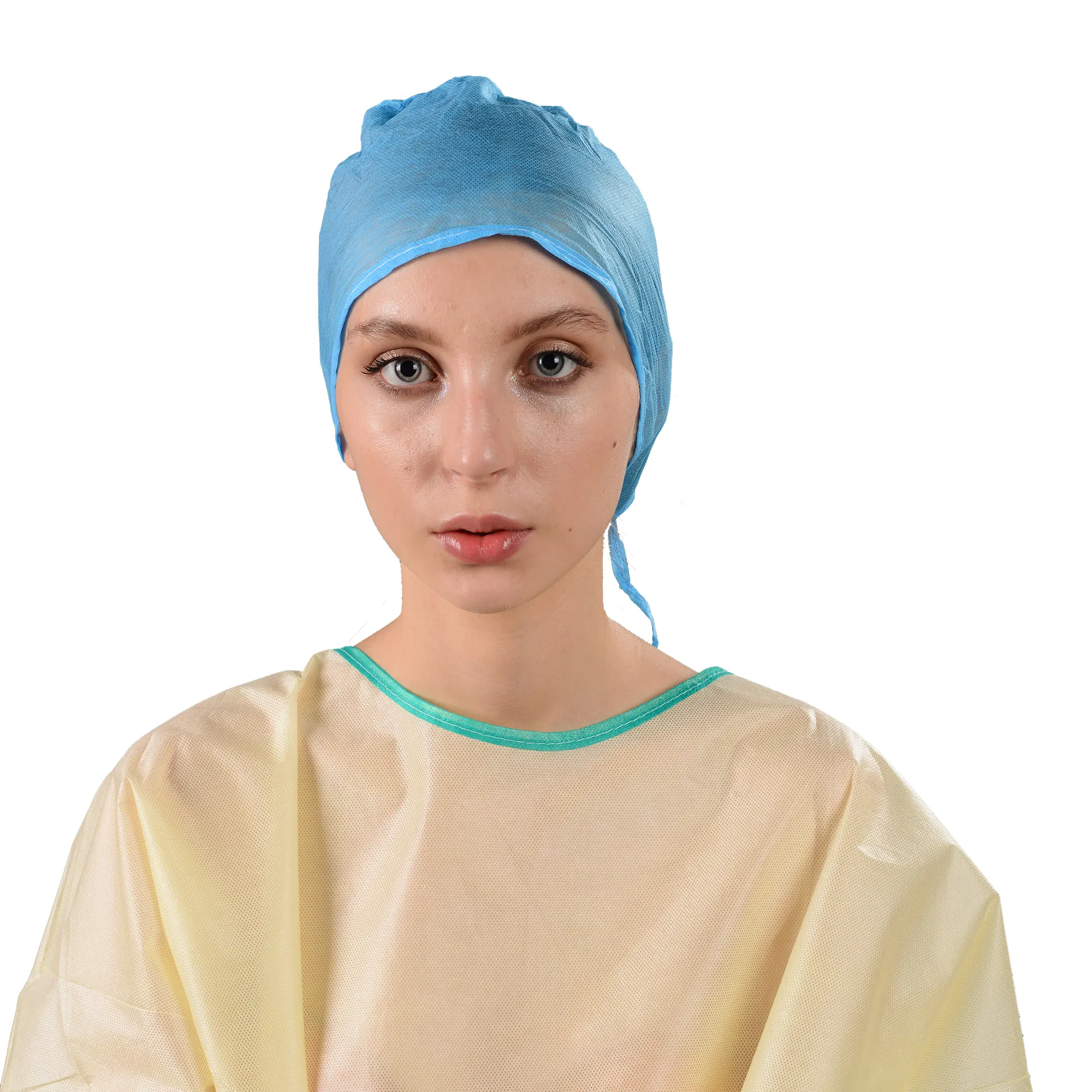 Atacado azul médico enfermeira cirúrgica cap respirável SMS não tecido ajustável elástico médico cirúrgico bonés cabeça cirúrgica cap