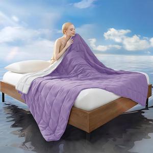Couverture lestée thérapeutique unie matelassée, couleur unie, violette, 120x80 pouces, pour printemps et automne, lavable en machine - Product Image 1