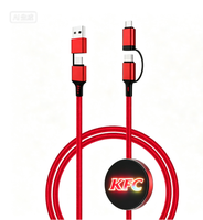 Câble de charge multi-prise USB C 4 en 1 avec logo LED coloré personnalisé, charge rapide PD 60W, OTG, logo LED lumineux personnalisé pour iPhone