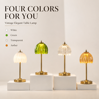 Lampe de table en cristal ambré, tactile, à intensité variable, rechargeable par USB, sans fil, lumière LED de nuit pour mariage, chevet, restaurant, hôtel