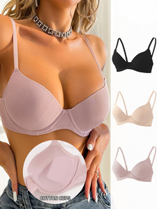 Sujetador <span class=keywords><strong>push</strong></span>-up ajustable con aros y correa de poliamida con logotipo en la Copa, lencería cómoda de uso diario para mujer de sensación avanzada - Product Image 3