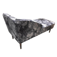 Canapé d'appoint minimaliste, fauteuil-lit en tissu imprimé marbre gris avec pieds en bois effilés pour usage commercial