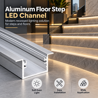 Profilé LED encastré en aluminium pour éclairage linéaire au sol, idéal pour escaliers et couloirs, avec diffuseur