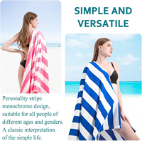 Serviette de plage en coton antimicrobien à séchage rapide de haute qualité, rayée, pour piscine, bain, voyage, douce, absorbante, séchage rapide, design personnalisé