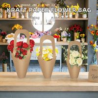 Sacs d'emballage pour bouquets de fleurs en papier kraft recyclable avec impression à l'écran et logo personnalisé pour les fleuristes