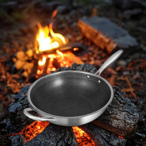 Utensilios de cocina <span class=keywords><strong>Wok</strong></span> de panal antiadherentes de acero inoxidable 410 de 32 y 34 cm para freír y cocinar para uso en la cocina - Product Image 1