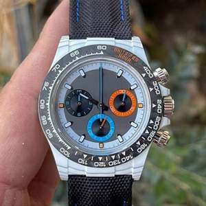 Reloj Deportivo Cronógrafo Mecánico para Hombre de la Mejor Calidad OEM, Caja de Fibra de Carbono, Correa de Tela, Resistente al Agua, Movimiento 4130 - Product Image 1