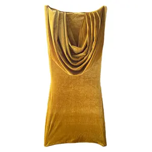 Christmas Decorations Wedding Decor Square Top Drape Back Velvet Chair Covers with Swag