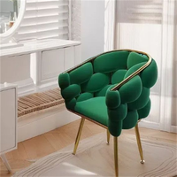 Tabouret de maquillage moderne en aluminium et velours, chaise bulle de luxe léger pour salon, avec dossier, simple, pour coiffeuse et nail art
