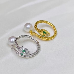 10578DIY Pearl <b>Accessories</b> S925 Silver Ring Empty Holder Spirit <b>Snake</b> Ring with 5-7mm Beads Silver Jewelry Findings & Components - Product Image 2