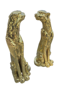 Estatua de Leopardo de Resina de Fibra de Vidrio Pintada a Mano, Material Nuevo de Nanqi, Escultura Dorada Brillante de Tamaño Real para Bodas - Product Image 2