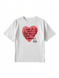 T-shirt da donna bianca a maniche corte con stampa a cuore e lettere, girocollo, casual, primavera estate, 100% cotone jersey, vestibilità comoda - Product Image 1