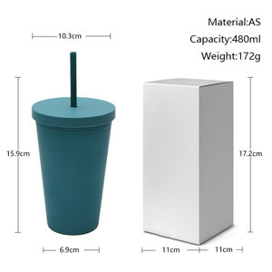 Shang Kou Ai Straw Cup 16oz Double Wall Leak Proof Travel Portable Plastic Drinkware - Product Image 5