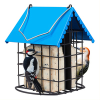 Mangeoire à oiseaux personnalisée JH-Mech, design cage durable, plusieurs ports d'alimentation, métal thermolaqué, mangeoire suspendue pour graisses d'oiseaux