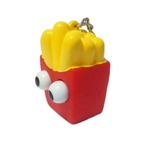 Llavero de plástico con diseño de patatas fritas de la serie de animales, con ojos saltones, juguete de apretar, venta al por mayor, personalizado - Product Image 4