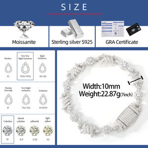 Bracciale a Maglie a Coroncina con Fiori e Spine in Argento Sterling 925 Placcato Oro Bianco con Diamanti Moissanite VVS Iced Out da 10mm, Gioiello Unisex alla Moda - Product Image 6