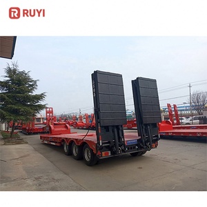 Trailer Lowbed Semi Trailer Lowboy <span class=keywords><strong>3</strong></span> Axle 4 Axle 60 Ton 80 Ton Baja Harga Pabrik untuk Mengangkut Beban Mekanik Berat, Dijual - Product Image 6