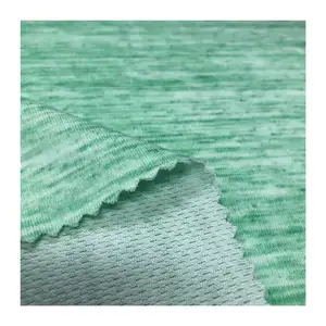 Garment knit 86%polyester 10%cotton 4%spandex wicking moisture absorption space dye mesh fabric for clothing