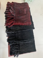 MWFur Handgestrickter Nerzpelz-Schal für Damen mit Taschen und Fransen Echter Nerzschal in Verschiedenen Farben