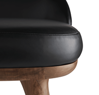 Tabouret de bar moderne du milieu du siècle en cuir PU avec pieds en bois de noyer et repose-pieds en laiton pour restaurants et hôtels