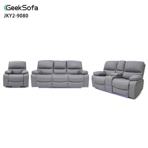 Geeksofa đồ nội thất da hiện đại điện điện chuyển động ngồi có thể ngả <span class=keywords><strong>sofa</strong></span> <span class=keywords><strong>Set</strong></span> với giao diện điều khiển & gấp xuống bảng cho phòng khách - Product Image 1