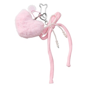 Lindo Rosa felpa amor hecho a mano perla arco Pin estrella cadena llavero para bolso encanto colgante - Product Image 5
