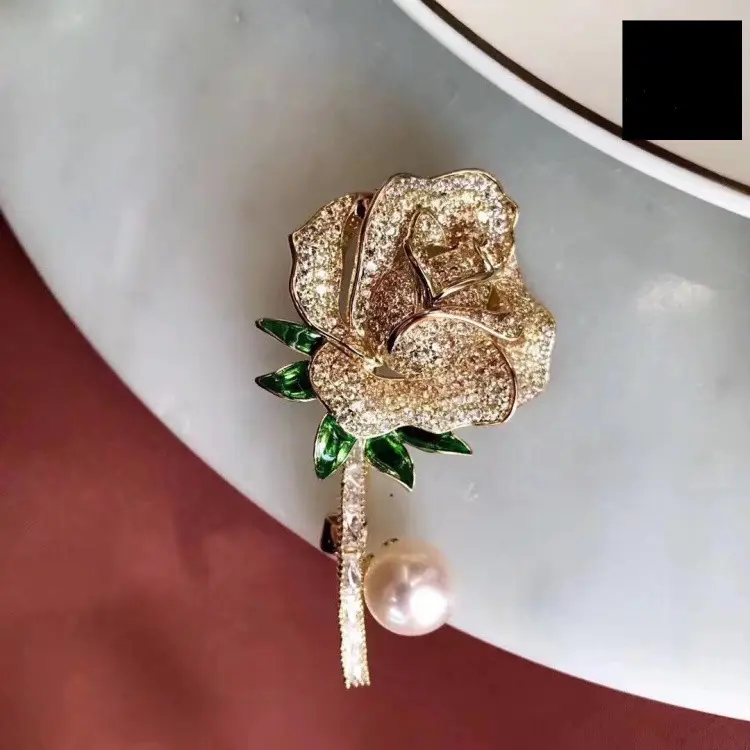 Natürliche Süßwasser perlen brosche für Frauen paar Hochzeitstag <span class=keywords><strong>Geschenke</strong></span> Aussage Brosche Rose Blume handgemachten Schmuck