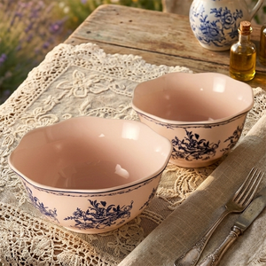 Juego de <span class=keywords><strong>Vajilla</strong></span> de Porcelana con Calcomanías Florales Azules Vintage, Platos Octagonales Festoneados de Cerámica, Tazones, <span class=keywords><strong>Vajilla</strong></span> en Color Crema y Verde Salvia para Cafeterí<span class=keywords><strong>a</strong></span> - Product Image 5