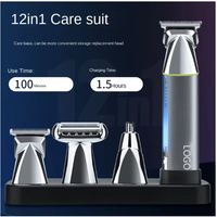 Tondeuse à cheveux électrique sans fil tout-en-un pour hommes avec 3 lames en acier inoxydable, 8 guides de coupe, câble Type-C et kit de toilettage capillaire LED