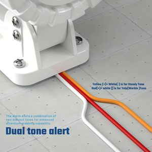 مكبر صوت إنذار ضد التسلل بهيكل ABS، 30 واط، 12 فولت تيار مستمر، أبيض، 120 ديسيبل، مقاوم للماء IP65، للاستخدام الخارجي، صفارة إنذار إلكترونية ثنائية النغمة - Product Image 4