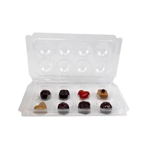 Custom 8 Truffle Chocolate Clear Plastic Blister Container Box Bonbons Fudge Clamshell Bandejas de embalaje