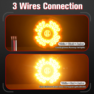 2 feux arrière ronds ambre à 36 LED de 7 pouces avec montage en surface à 4 trous pour camping-cars, camions, remorques, bus, fourgonnettes, étanches IP65 - Product Image 2