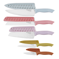 Ensemble de couteaux de cuisine multifonctionnels d'usine directe gaine de poignée en PP colorée coupe tranchante en acier inoxydable pour boîte-cadeau de Chefs
