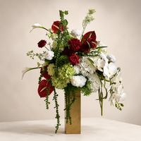 Boule de fleurs artificielle PPS en gros, rouge, blanc, vert, 50 cm, pour centre de table de mariage et décoration d'événements