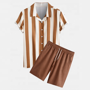 <span class=keywords><strong>Set</strong></span> di <span class=keywords><strong>abbigliamento</strong></span> da uomo sottile personalizzato produttore OEM pantaloncini a righe maniche e pantaloncini Casual da uomo <span class=keywords><strong>Set</strong></span> corto - Product Image 3