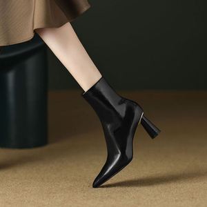 Botines de <span class=keywords><strong>Mujer</strong></span> Cialisa de Otoño con Cremallera, de Piel Auténtica, Tacón Alto, al por Mayor - Product Image 5