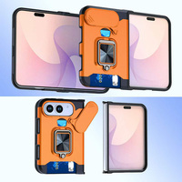 Étui robuste pour téléphone à clapet, coque antichoc avec protection coulissante pour objectif d'appareil photo, fente pour carte, béquille et protection pour iPhone DUO