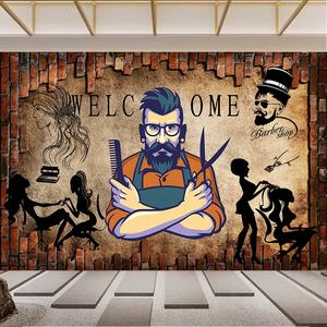 Vinilo Decorativo <span class=keywords><strong>de</strong></span> Pared Impermeable con Diseño Geométrico Moderno para Barbería, Decoración Profesional para Peluquerías, Instalación sin Adhesivos - Product Image 2