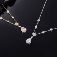 Collier en argent sterling 925 plaqué or pour femmes, avec moissanite en forme de poire, pour fiançailles, mariage, fête, fabrication de bijoux personnalisés