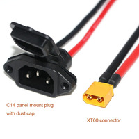 Câble adaptateur Amass XT60 vers IEC320 C14 à montage sur panneau, câble électronique en silicone 14AWG pour station d'alimentation de serveur UPS