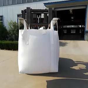 Bolsas FIBC Jumbo a granel de cemento de primera calidad 1500kg Peso de carga Durable Transpirable Bolsas grandes a granel Soluciones de almacenamiento de fondo plano