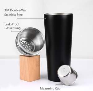 Shaker à cocktails en acier inoxydable noir mat, prix de gros OEM, pour boissons mélangées, margaritas, alcool, liqueurs - Product Image 3