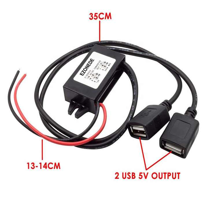 DC-DCコンバーターDC12Vから5V3AデュアルUSB充電器カーボート