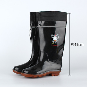 Bottes de pluie noires pour hommes avec doublure en coton et semelle antidérapante pour l'hiver - Product Image 3