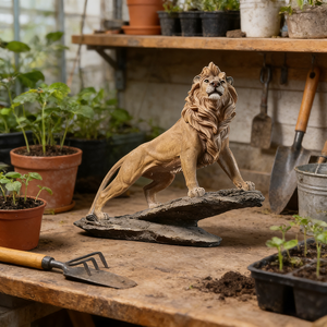 Scultura in Resina di Leone Maestoso, Leone in Piedi Realistico con Criniera Dettagliata, Statua Animale Artigianale per Arredamento Casa - Product Image 2