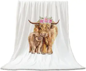 高地奶牛与婴儿夏尔巴羊毛扔毯定制的旅行床婴儿床厚实针织毯