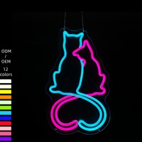 Enseigne néon LED en acrylique en forme de cœur avec deux chats, design personnalisé, résistante à l'eau, décoration murale, garantie 3 ans pour bureau intérieur