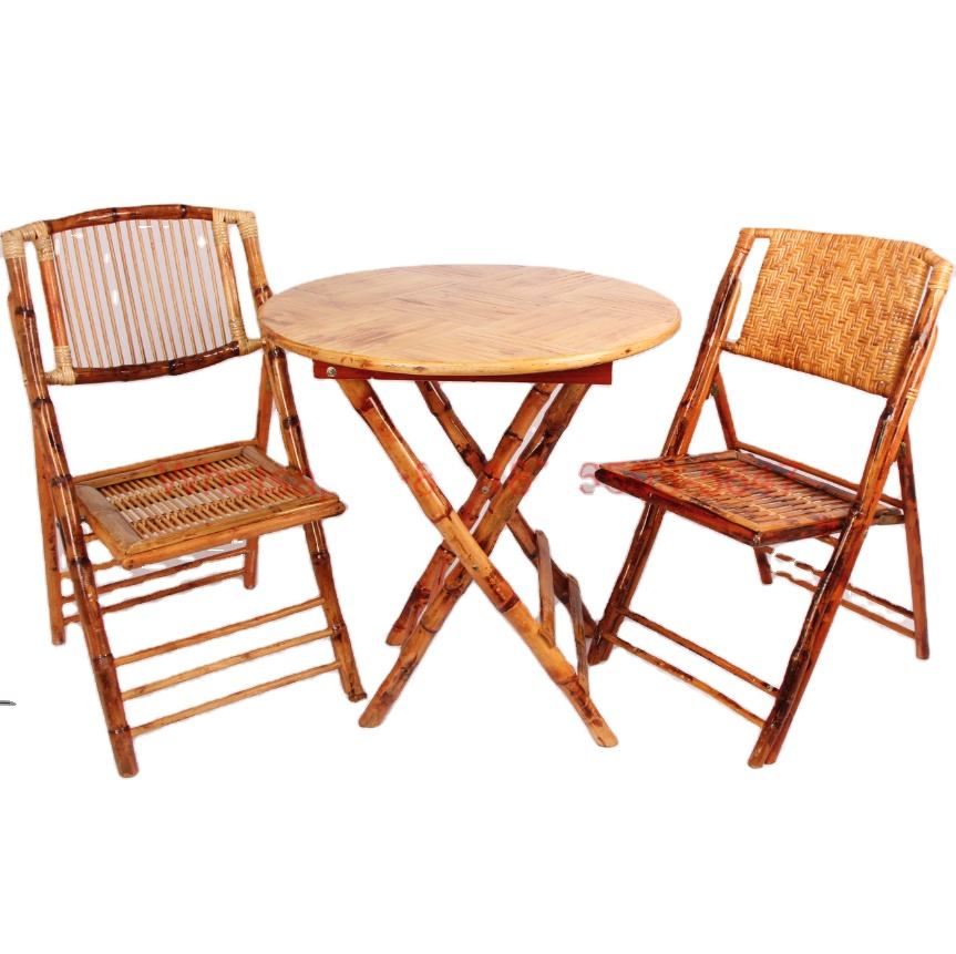 高品質な屋外用竹製折りたたみ椅子とテーブルセット - ガーデン用