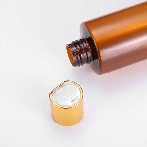 Brown Pet <b>Plastic</b> <b>Empty</b> <b>Bottle</b> 250Ml Flat Shoulder Toner <b>Bottle</b> With Electroplated Aluminum Cap Cosmetic <b>Bottles</b> - Product Image 2